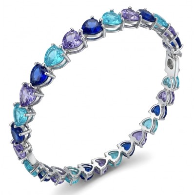 14.8 carat yellow Sapphire Apatite Amethyst 9.2 carat Sapphire black rhodium over over .925 Sterling Silver handmade bangle Bracelet
