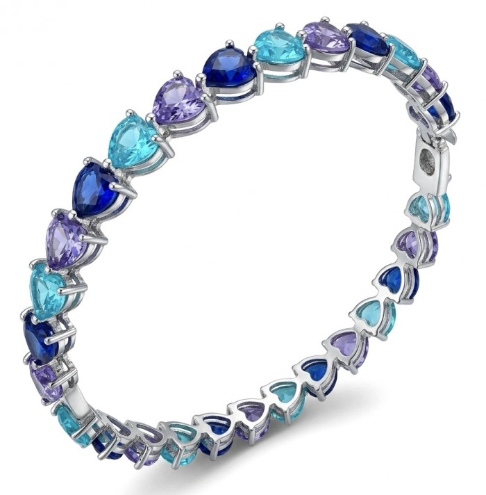 14.8 carat yellow Sapphire Apatite Amethyst 9.2 carat Sapphire black rhodium over over .925 Sterling Silver handmade bangle Bracelet