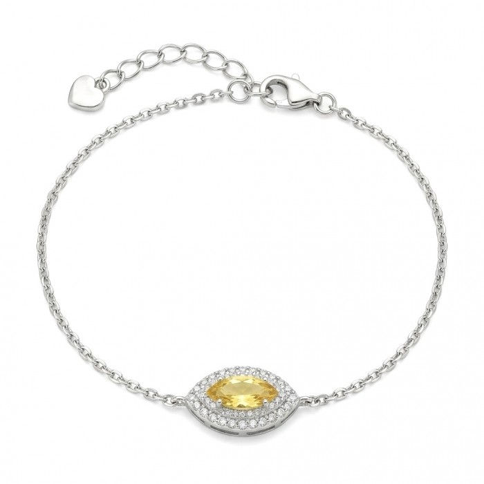 Luxurious 4.5 carat marquoise cut Yellow Sapphire .925 Sterling Silver handcrafted Statement Bracelet