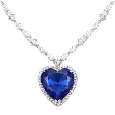 Titanic - Heart of The Ocean Necklace ~ 24.5 Ct Blue Sapphire Necklace In 925 Sterling Silver necklace