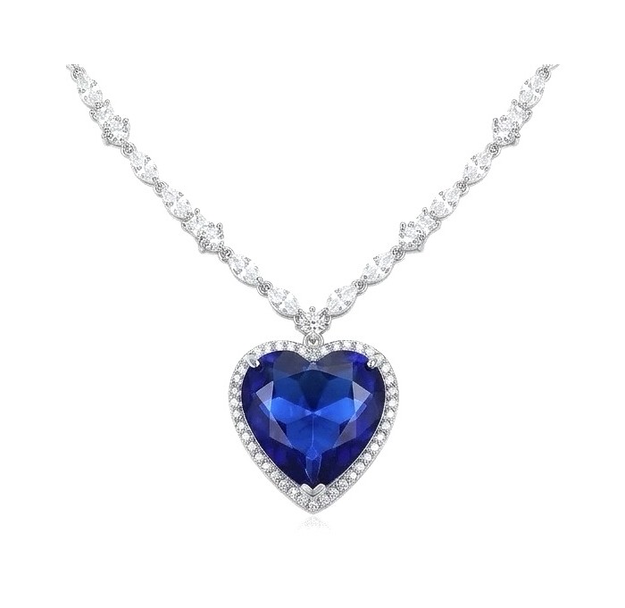 Titanic - Heart of The Ocean Necklace ~ 24.5 Ct Blue Sapphire Necklace In 925 Sterling Silver necklace