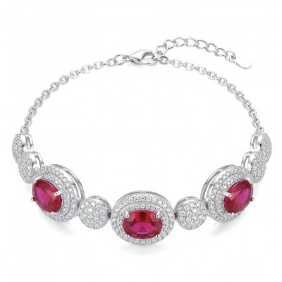 Luxurious 2.8 carat natural Mozambique Ruby .925 Sterling Silver Statement Bracelet