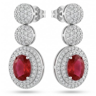 Vintage style - Giovanna - 4.8 carat Red .925 Sterling Silver handcrafted earrings