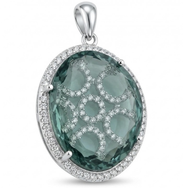 Mystery 17.4 carat Grandidierite .925 Sterling Silver Handcrafted Pendant