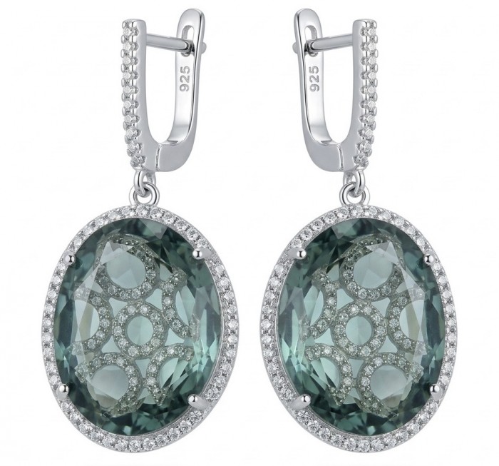 Mystery 22.5 carat Grandidierite .925 Sterling Silver Handcrafted Earrings