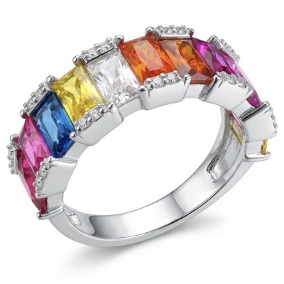 My own Rainbow - authentic 8.7 carat Topaz .925 Sterling Silver Ring size 7