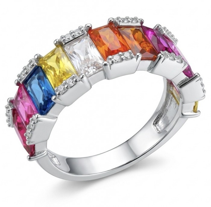 My own Rainbow - authentic 8.7 carat Topaz .925 Sterling Silver Ring size 7