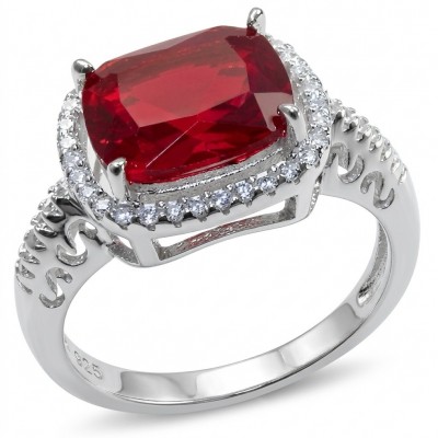 Exquisite 6.5 ctw Ruby .925 Sterling Silver handcrafted Statement Ring size 7 1/2