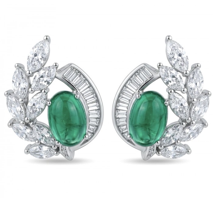 Luxurious - 7.2 carat Colombian Emerald .925 Sterling Silver dipped in rhodium handmade Statement Earrings