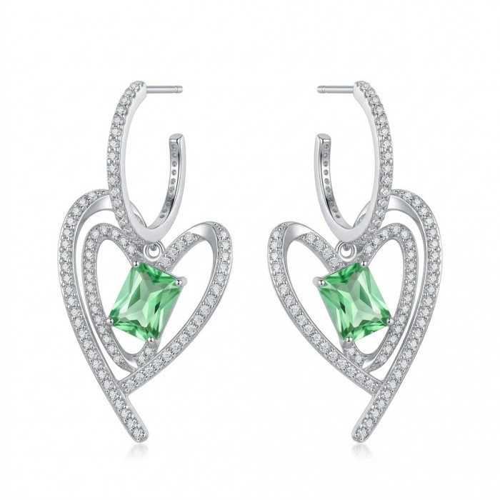 Luxurious 4.9 carat authentic Himalayan Peridot .925 Sterling Silver dipped in rhodium Handcrafted Statement Earrings