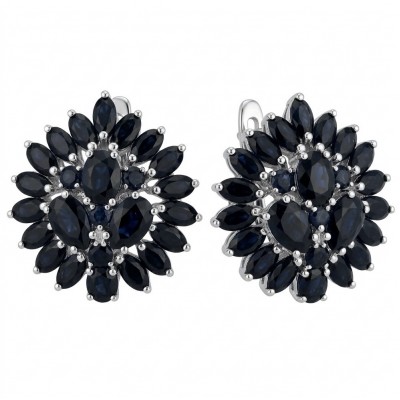 Giuseppina - Authentic 28.5 carat Sapphire rhodium over .925 Sterling Silver handcrafted Statement earrings