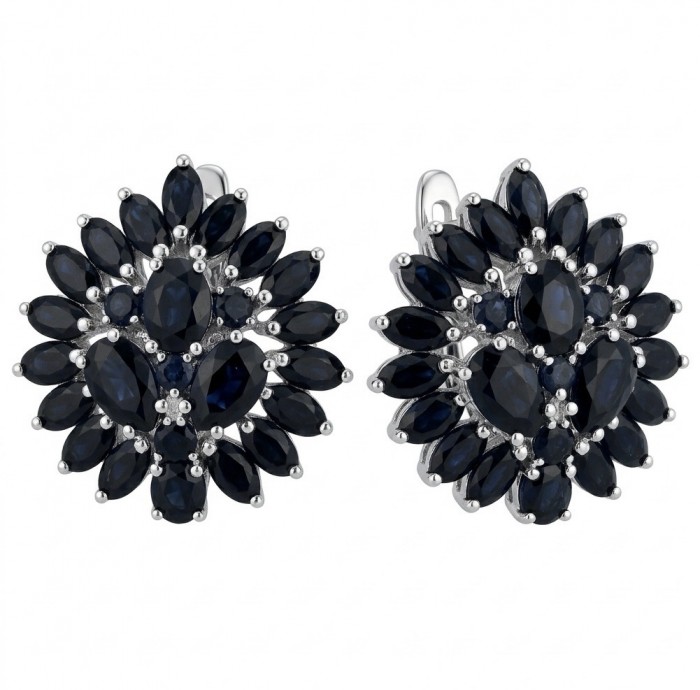 Giuseppina - Authentic 28.5 carat Sapphire rhodium over .925 Sterling Silver handcrafted Statement earrings