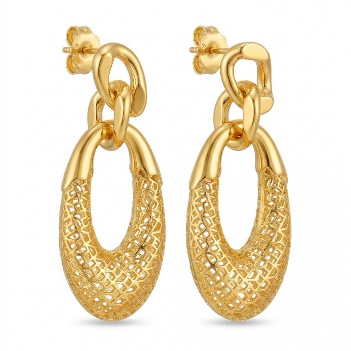 Dubai Style - .925 Sterling Silver dipped in 22K Gold handmade Earrings