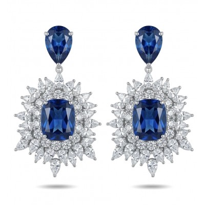 Giuseppina - Authentic 15.5 carat Amethyst Sapphire rhodium over .925 Sterling Silver handcrafted Statement earrings