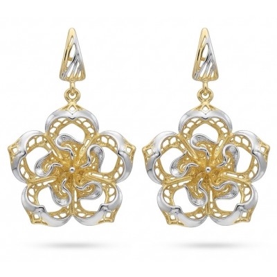 Golden Roses Dubai Style - .925 Sterling Silver dipped in 22K Gold handmade Earrings