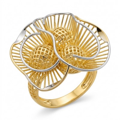 GOLDEN ROSE - Dubai Style - .925 Sterling Silver dipped in 22K Gold handmade Large ring size 7