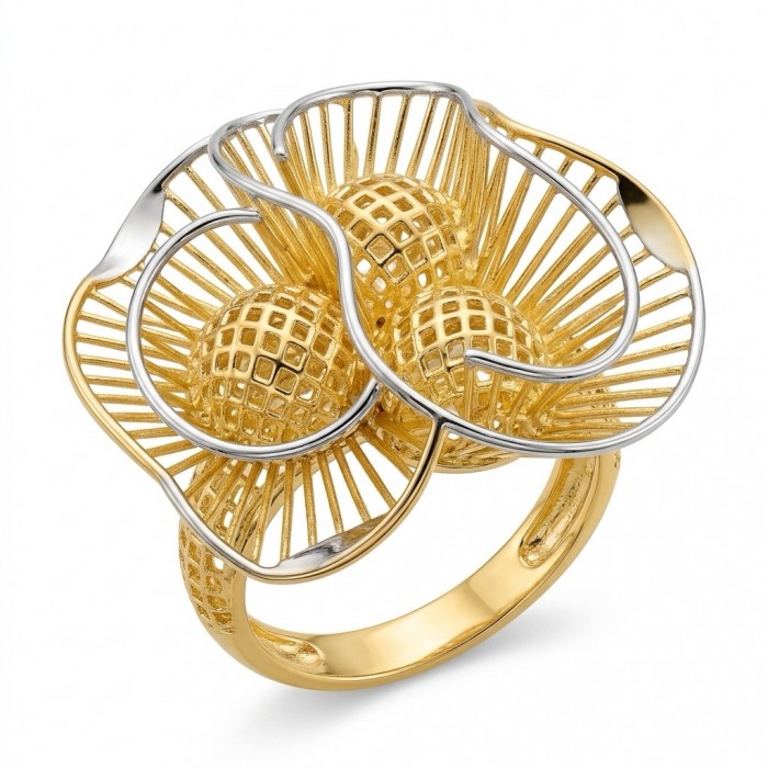 GOLDEN ROSE - Dubai Style - .925 Sterling Silver dipped in 22K Gold handmade Large ring size 7