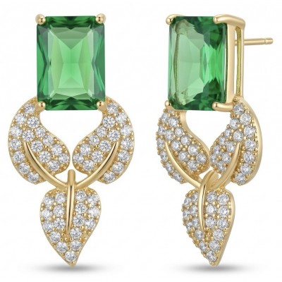 Luxurious 10.9 carat authentic Himalayan Peridot .925 Sterling Silver dipped in 14K Gold Handcrafted Statement Earrings