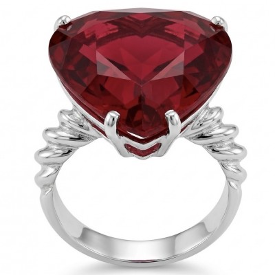 25.6 ctw Red Topaz .925 Sterling Silver handcrafted Statement Ring size 6