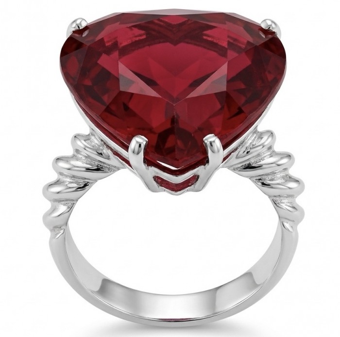 25.6 ctw Red Topaz .925 Sterling Silver handcrafted Statement Ring size 6
