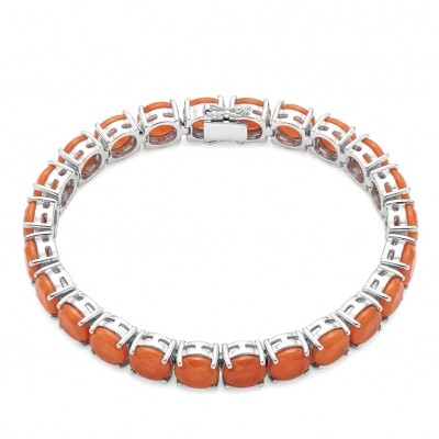 Sublime Brilliance 26.8 carat Authentic Orange Fire Opal .925 Sterling Silver handcrafted bracelet