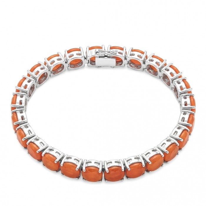 Sublime Brilliance 26.8 carat Authentic Orange Fire Opal .925 Sterling Silver handcrafted bracelet