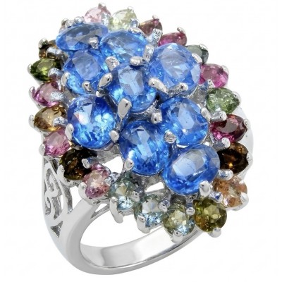 Authentic 14.5 carat Kyanite .925 Sterling Silver handcrafted Ring size 8 3/4