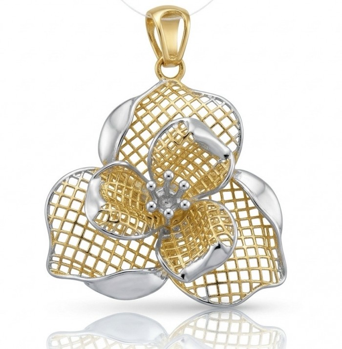 Dubai Style - Golden Rose .925 Sterling Silver dipped in 22K Gold handmade Pendant