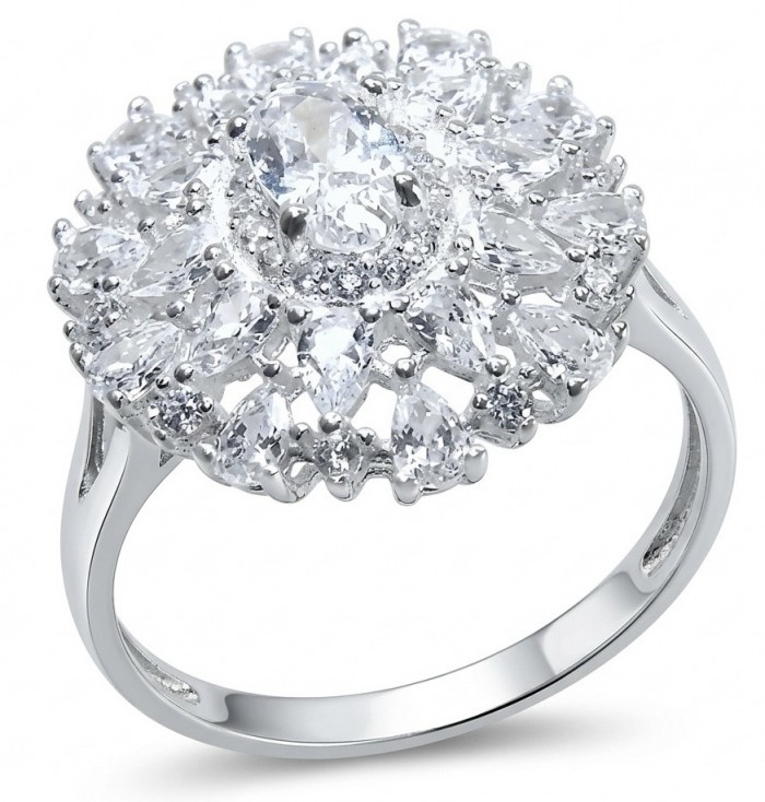 Precious 5.2 carat White Topaz .925 Sterling Silver Handcrafted Cocktail Ring s. 9
