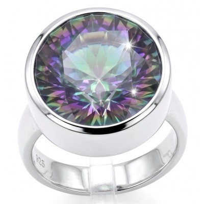 10.8 carat Mystic Topaz .925 Sterling Silver handcrafted Large ring size 7