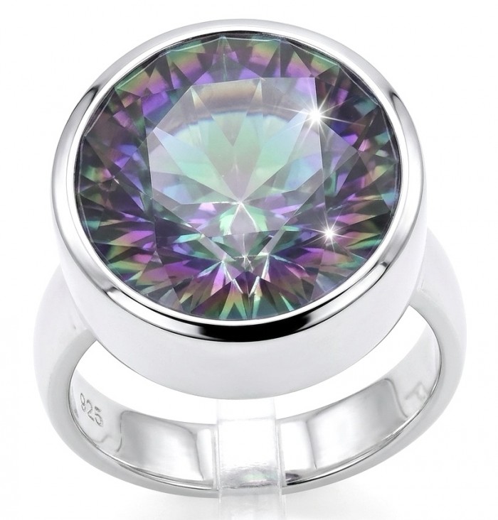 10.8 carat Mystic Topaz .925 Sterling Silver handcrafted Large ring size 7