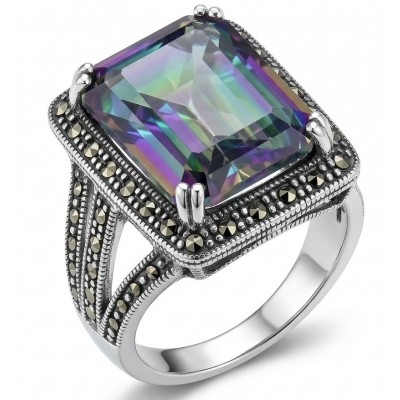Big Dreamer Massive 20.8 carat Mystic Topaz .925 Sterling Silver handcrafted Large ring size 8