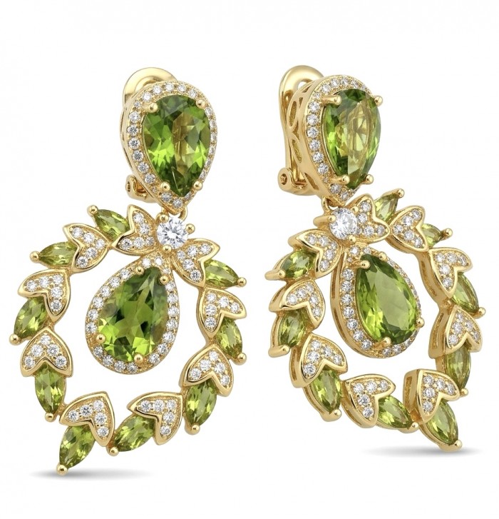 Serenade authentic 12.5 carat Brazilian Green Topaz 18K Gold over .925 Sterling Silver handcrafted Earrings