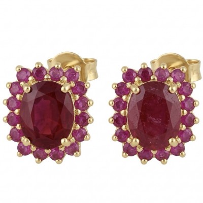 Natural 4.2 carat Mozambique Ruby .925 Sterling Silver dipped in 22K Gold Handcrafted Earrings
