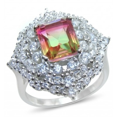 4.8 carat Brazilian Tourmaline .925 Sterling Silver dipped in rhodium Perfectly handcrafted Ring s. 8