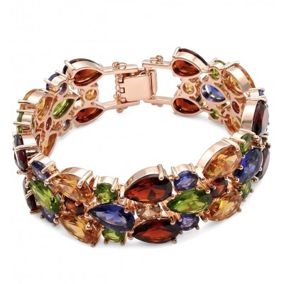 Tutti Frutti 125.5 CARAT MULTIGEM 14k Gold over .925 Sterling Silver brilliantly handcrafted Bracelet