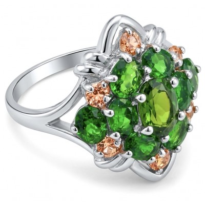 4.8 carat authentic Tsavorite Garnet .925 Sterling Silver handcrafted Statement Ring s. 7 1/2