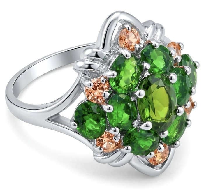 4.8 carat authentic Tsavorite Garnet .925 Sterling Silver handcrafted Statement Ring s. 7 1/2