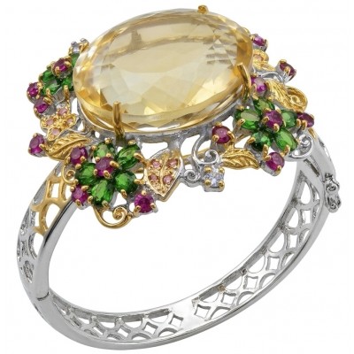 Marie Antoinette's Style - Authentic 28.9 carat Brazilian Citrine .925 Sterling Silver dipped in 18K Gold handcrafted Bracelet