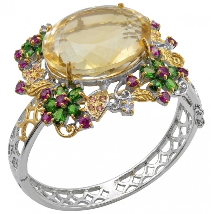Marie Antoinette's Style - Authentic 28.9 carat Brazilian Citrine .925 Sterling Silver dipped in 18K Gold handcrafted Bracelet