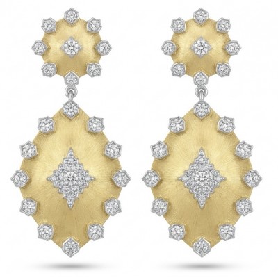 Byzantine Style White Topaz 14K Gold over .925 Sterling Silver handcrafted earrings