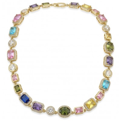 A Heritage in Bloom - 38.3 carat Natural Multigem .925 Sterling Silver dipped in 18K GOLD Handcrafted Statement Necklace