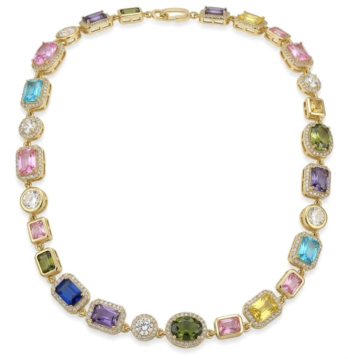 A Heritage in Bloom - 38.3 carat Natural Multigem .925 Sterling Silver dipped in 18K GOLD Handcrafted Statement Necklace