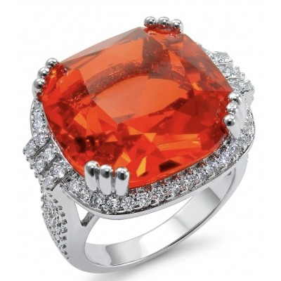 Vivid Energy 19.4 ctw Red Topaz .925 Sterling Silver handcrafted Statement Ring size 7