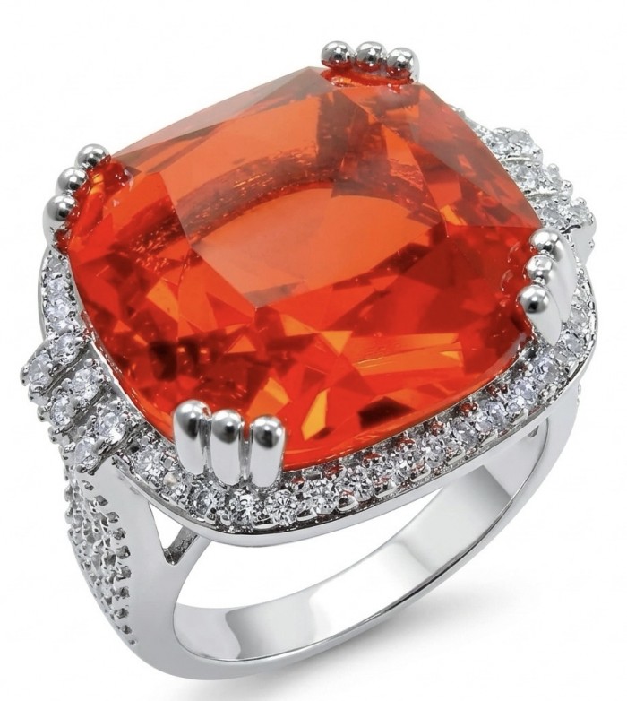 Vivid Energy 19.4 ctw Red Topaz .925 Sterling Silver handcrafted Statement Ring size 7