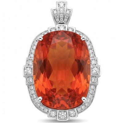 Vivid Energy 36.4 ctw Red Topaz .925 Sterling Silver handcrafted Statement Pendant