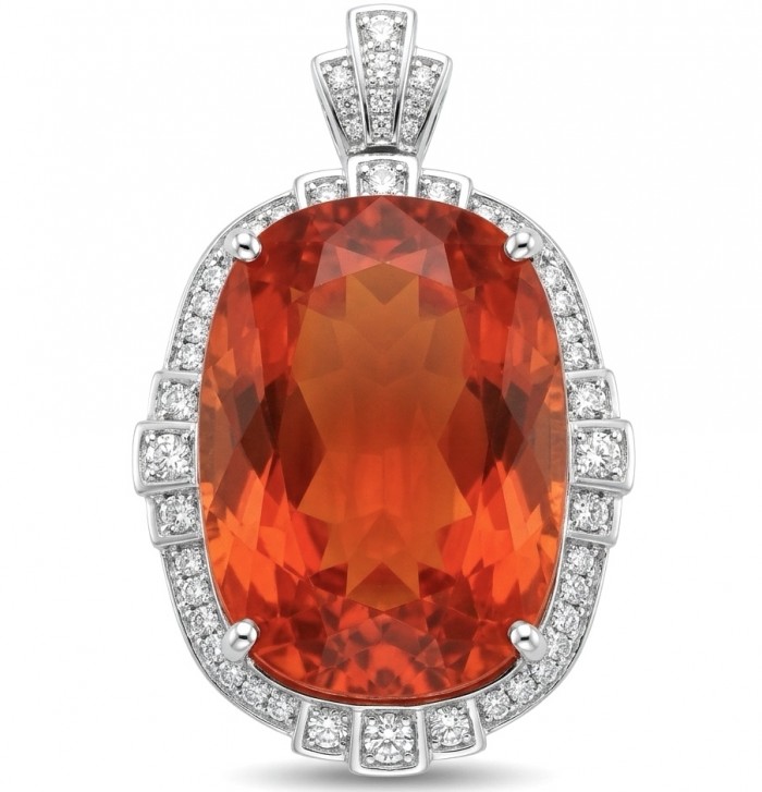 Vivid Energy 36.4 ctw Red Topaz .925 Sterling Silver handcrafted Statement Pendant