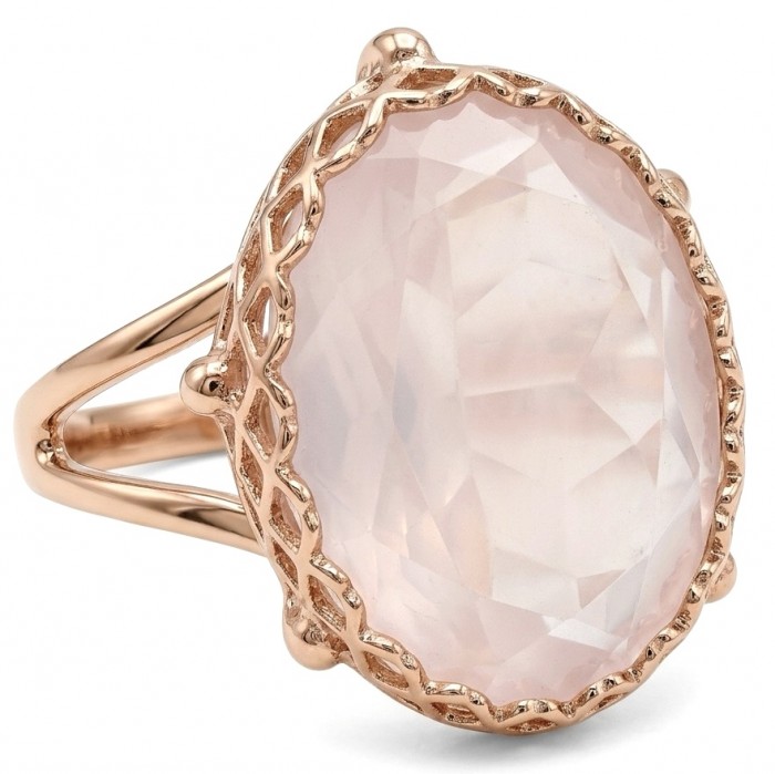 Top quality 22.2 carat Brazilian Rose Quartz .925 Sterling Silver dipped in 18K Gold Handcrafted Ring size 10 1/4
