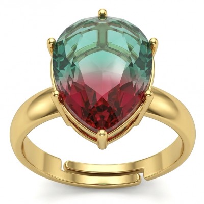 8.8 carat Brazilian Tourmaline .925 Sterling Silver dipped in 18K Gold Perfectly handcrafted Ring s. 9 adjustable
