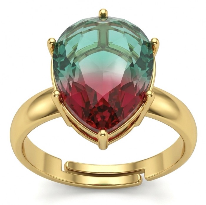 8.8 carat Brazilian Tourmaline .925 Sterling Silver dipped in 18K Gold Perfectly handcrafted Ring s. 9 adjustable